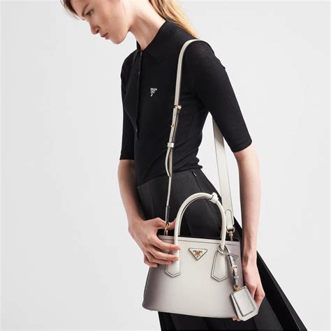 prada small double|Small Saffiano Leather Double Prada Bag.